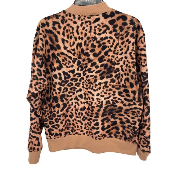 BP Mock Neck Graphic Sweatshirt In Tan Simple Leopard Print SZ-XSmall - Picture 3 of 10